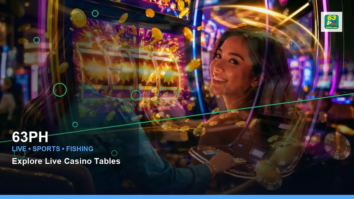 63PH high-energy first casino deposit and wallet options in a left-diagonal layout for Philippine players