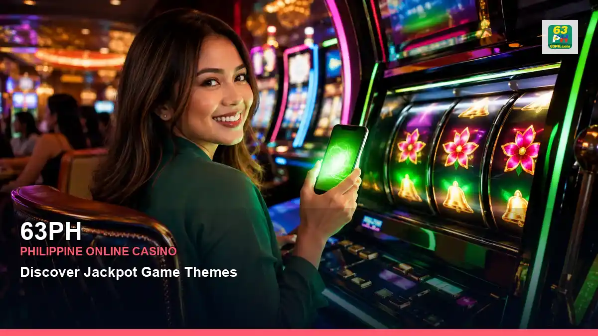 63PH casino first deposit rewards featuring an adult Filipina casino host with a dynamic composition — view 2