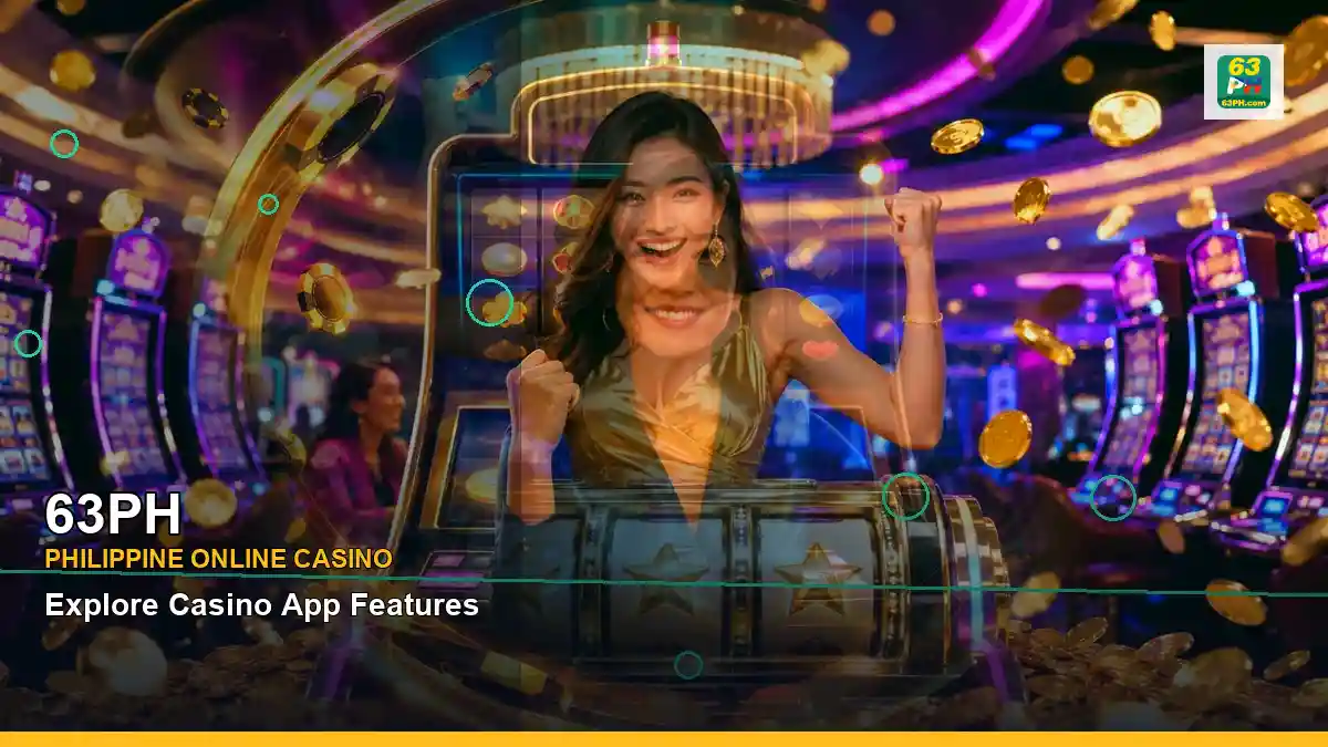 63PH play phone mobile casino games in a right close-up scene for the 63PH brand search, casino access, games, account help