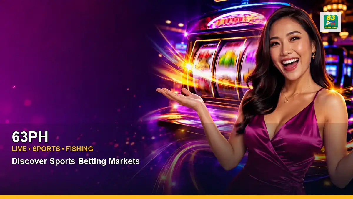 63PH free spins slot games featuring an adult Filipina casino host with a celebratory composition